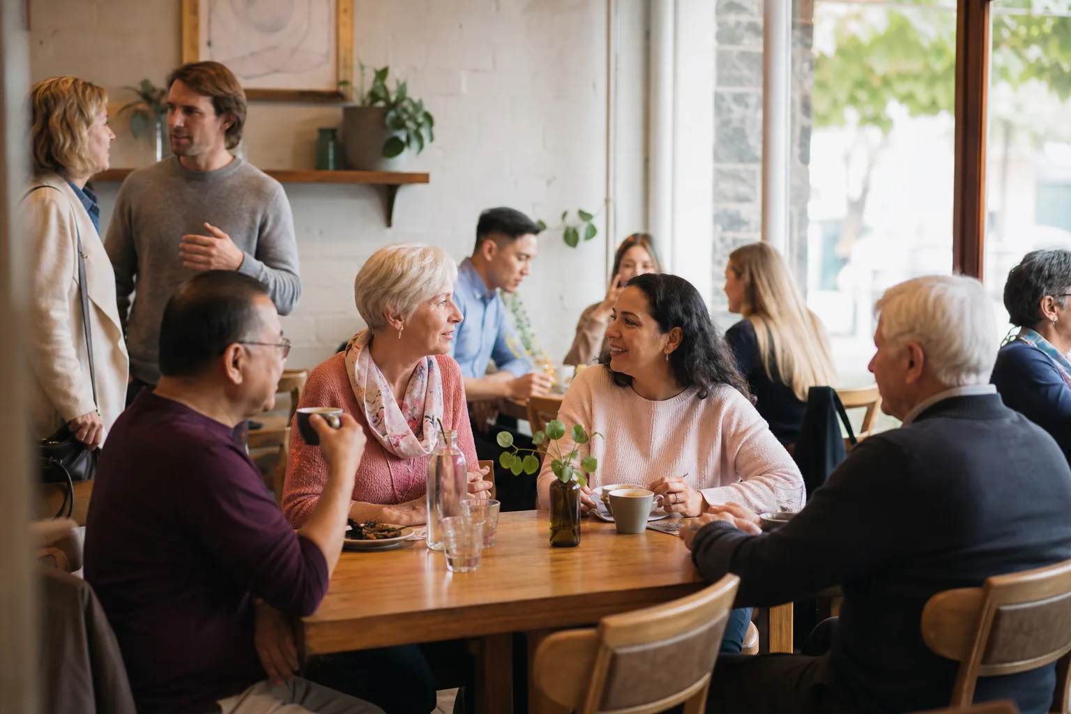 Adelaide singles talking at a relaxed in-person social event